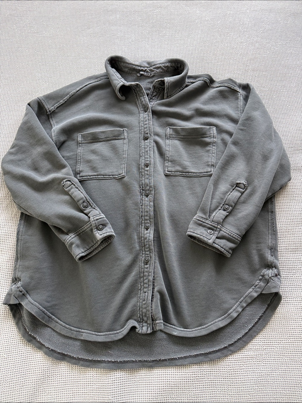 aerie Washed Gray Button-Down Pocket Shirt